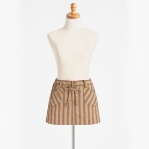Free People Mini Skirt Pink & Brown Striped Pattern Size 4 Material 100% Cotton